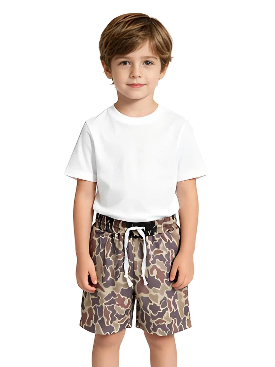 Khaki Camouflage Casual Summer Shorts for Boys