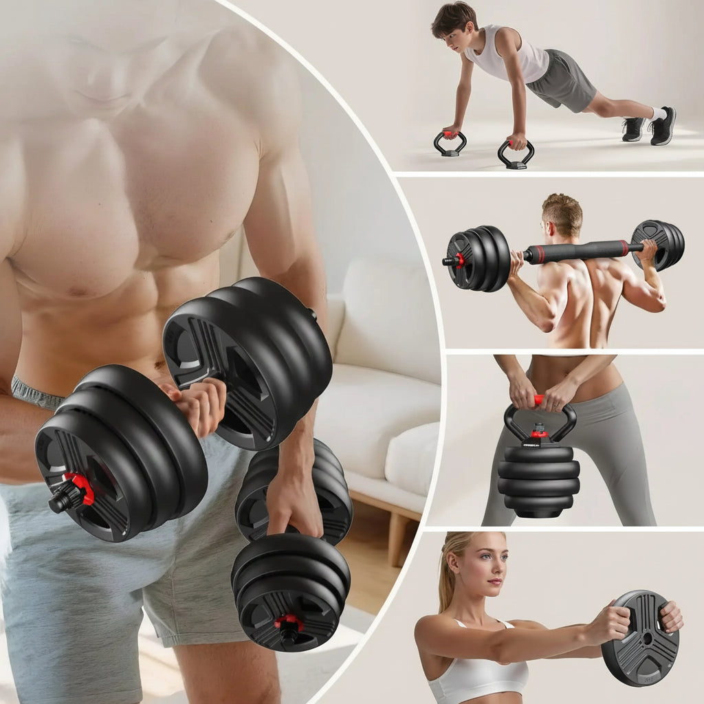5-in-1 Adjustable Free Weights Set: Dumbbell & Kettlebell
