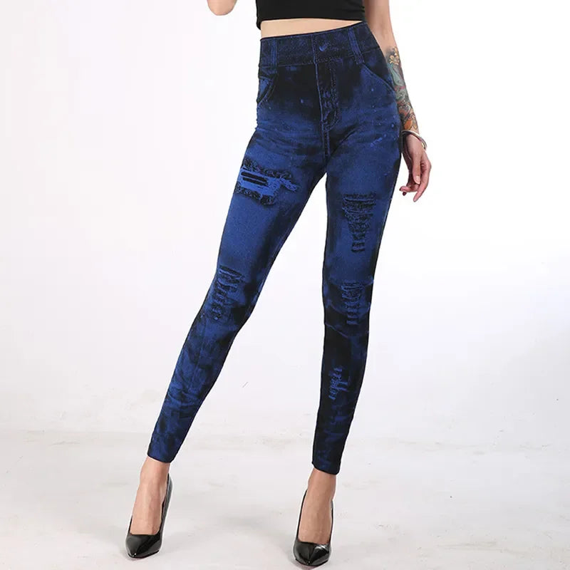 Women's Faux Denim Stretch Leggings