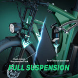 2000W Dual Motor AWD Fat Tire E-Bike | 52V 80-Mile Range 24 Hour Sport