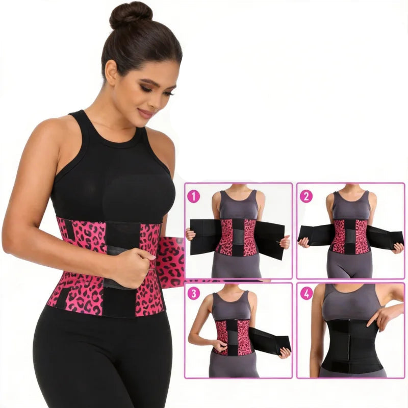 Leopard Triple-Wrap Waist Trainer & Shapewear Belt