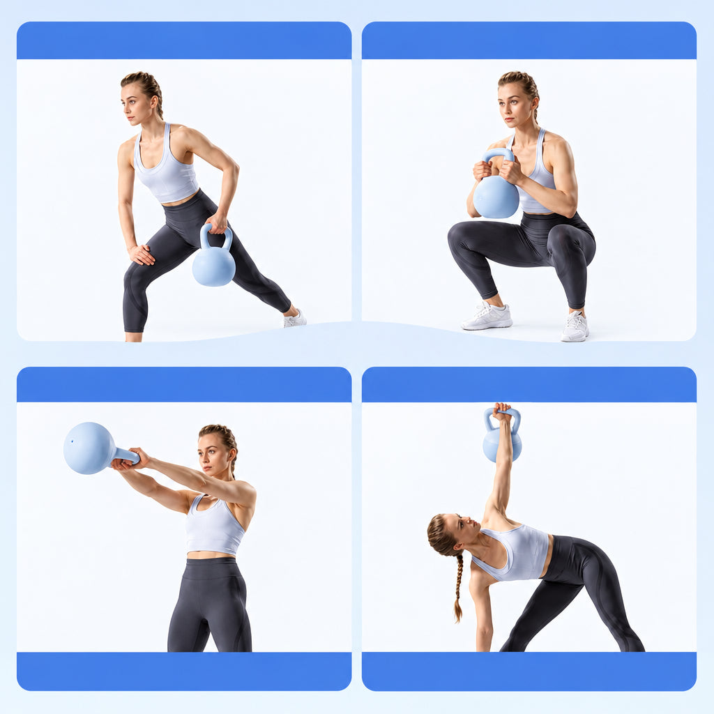 Sand-Filled Shock-Absorbing Kettlebell with Soft Base