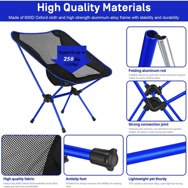 Ultralight Folding Camping Chair Portable & Detachable for Hiking