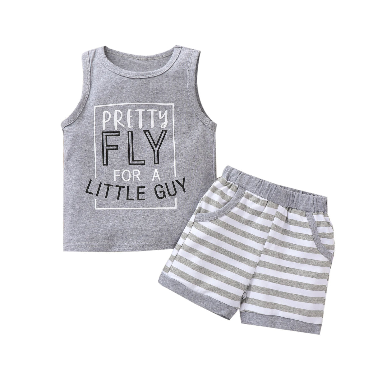 Boys' Sleeveless Top & Striped Short Set Summer Clothes