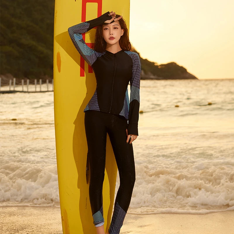 Plus Size Rash Guard Swimsuit: Long Sleeve Tee & Leggings