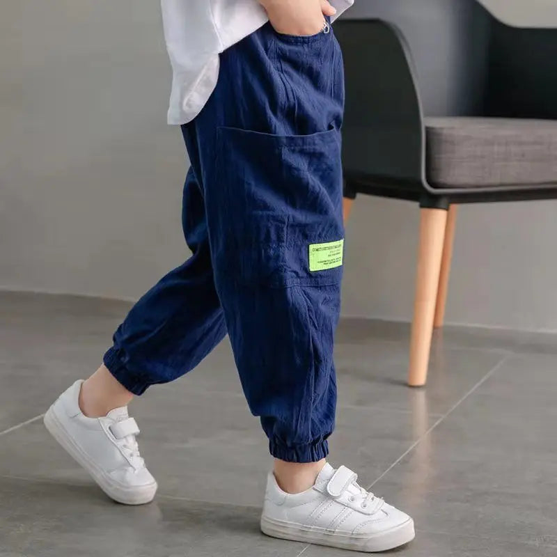 Boys’ Loose Cotton Linen Pants Lightweight & Casual