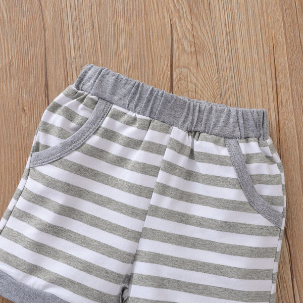 Boys' Sleeveless Top & Striped Short Set Summer Clothes