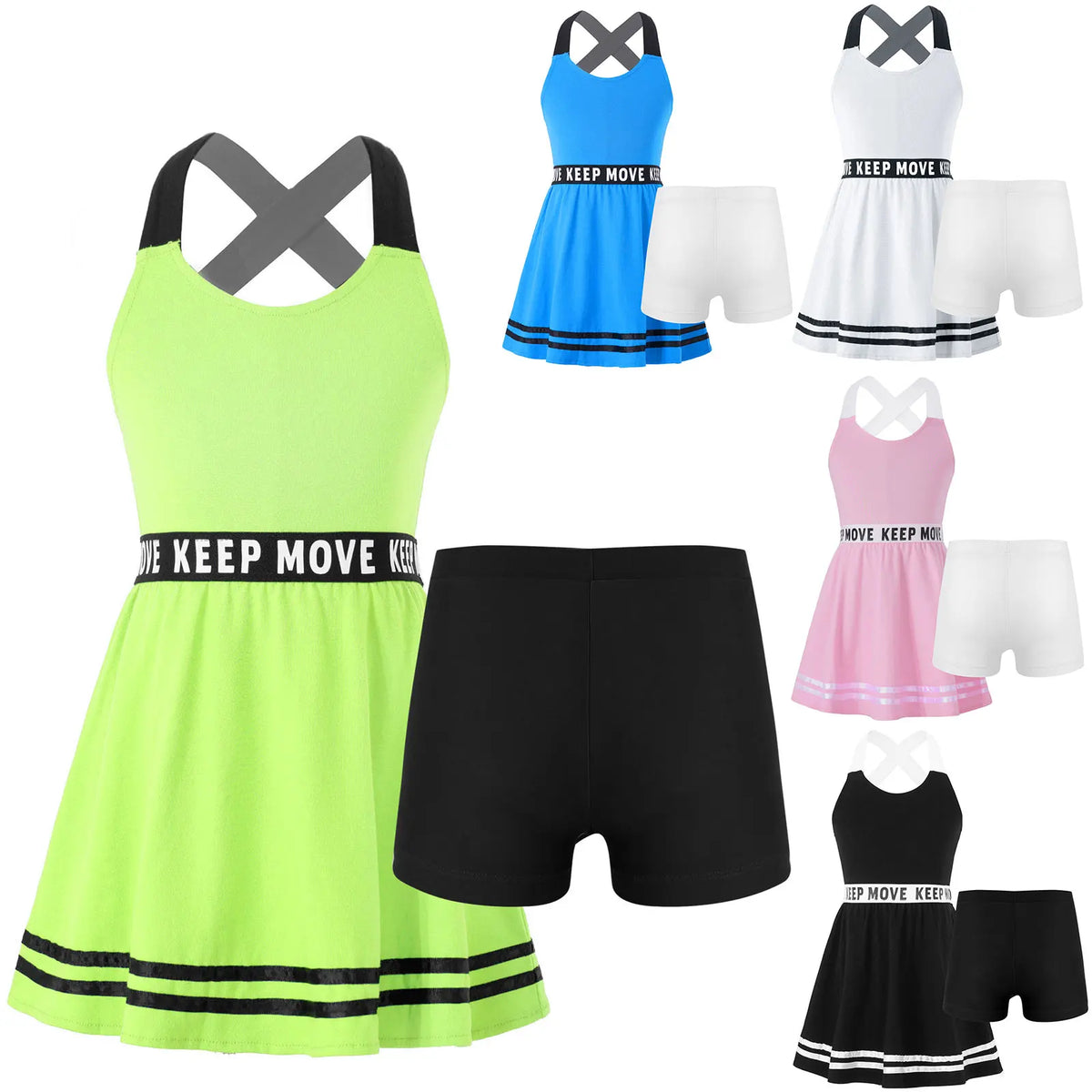 Girls' Sleeveless Tennis Dress with Shorts