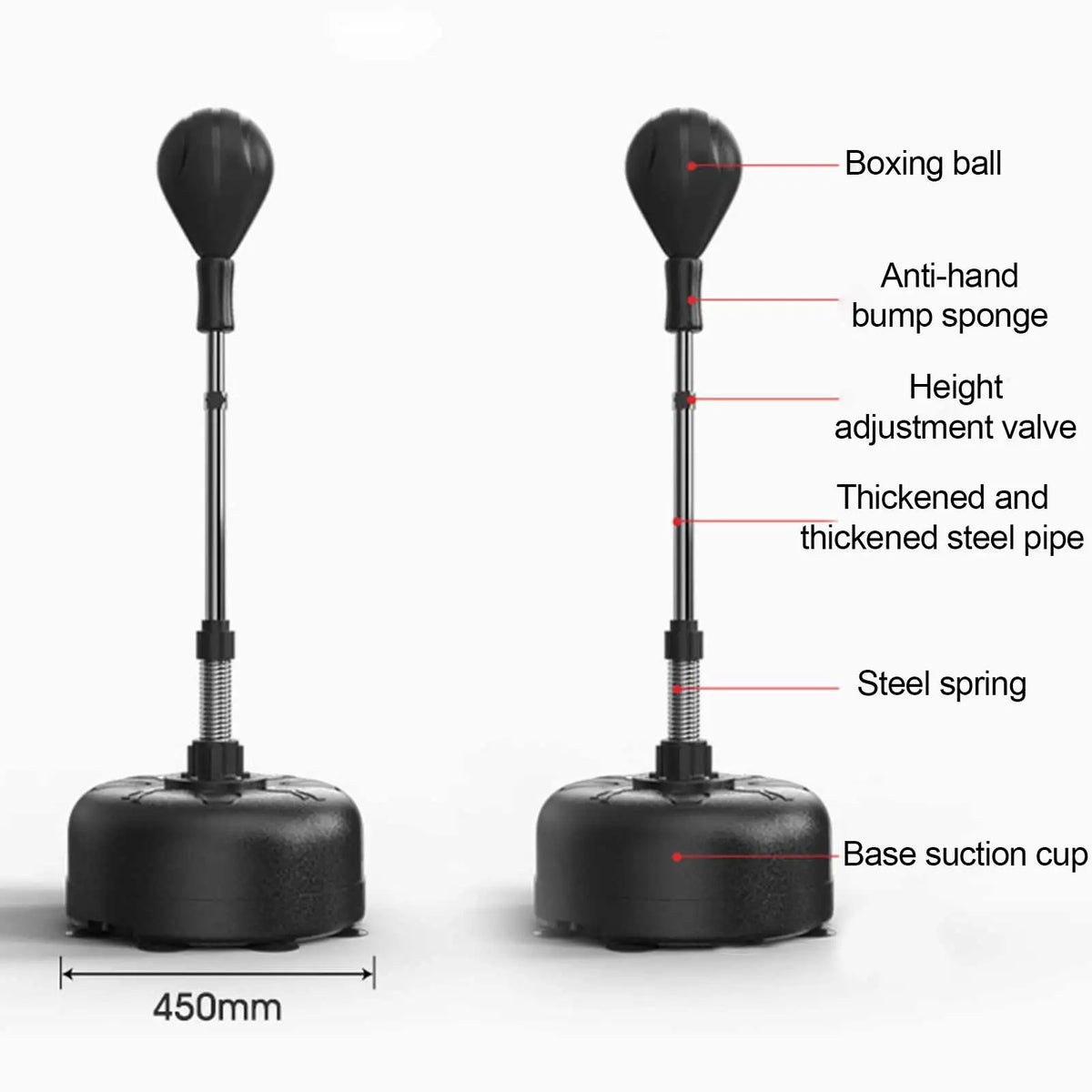 Adjustable Reflex Speed Punching with Secure Suction Cups