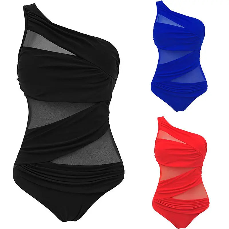 Plus-Size Mesh Monokini Designed for Comfort and Confidence