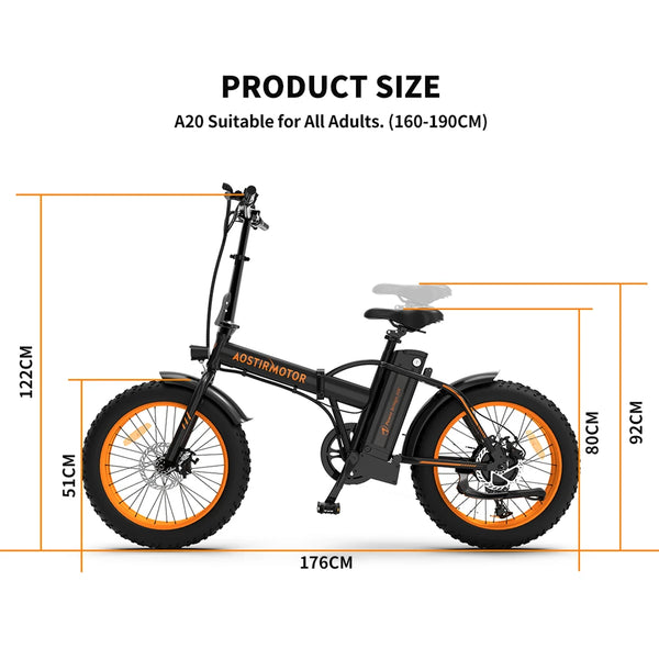 Portable Electric Bike: 20" Fat Tires, 500W Motor