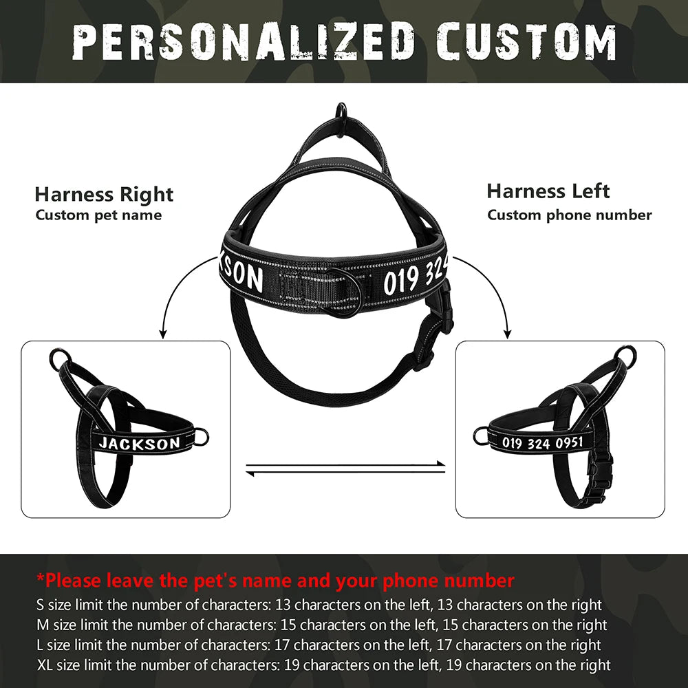 Custom Tactical Dog Harness Reflective Military Vest for Large Dogs