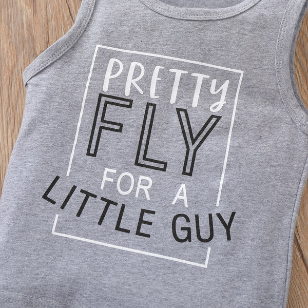 Boys' Sleeveless Top & Striped Short Set Summer Clothes