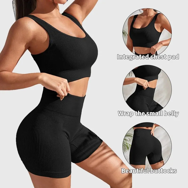 High-Waisted Ribbed Workout Sets