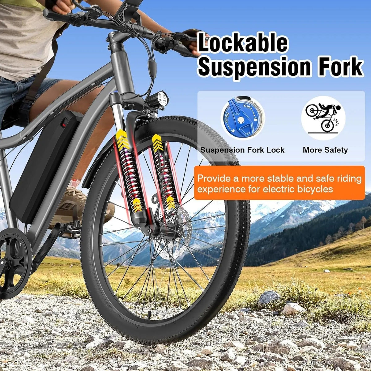 Heavy-Duty Foldable Electric Bike for Adults with 7-Shock Suspension, 500+ lbs Capacity, 740W Motor, 25MPH, 720Wh, Customized 24 Hour Sport