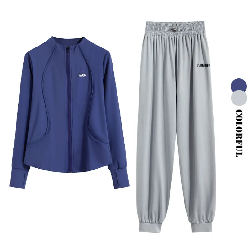 DRUR M-4XL Loose Fit Running Sets Women Quick Dry Sportswear Outfits 2 Piece Yoga Suit Gym Clothes Autumn Winter Tracksuit New 24 Hour Sport