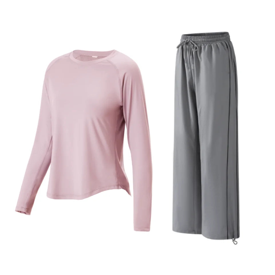 DRUR Women's Tracksuit With Long Sleeve Sports Tops and Sweatpants Casual Loose Yoga Sets Two Piece Sportswear Outfits For Gym 24 Hour Sport