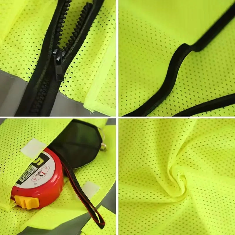 Reflective Safety Vest with Multiple Pockets