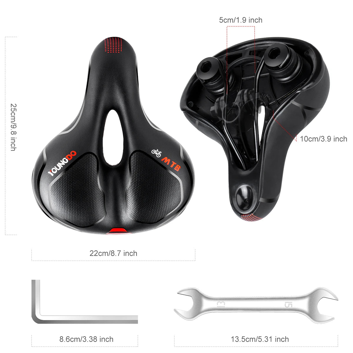 PU Leather Bike Seat with Gel Padding