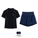 DRUR Breathable Gym Clothes for Women 2 Piece Summer Workout Sets Full Zip Sports Tops with Elastic Waist Shorts Active Wear New 24 Hour Sport