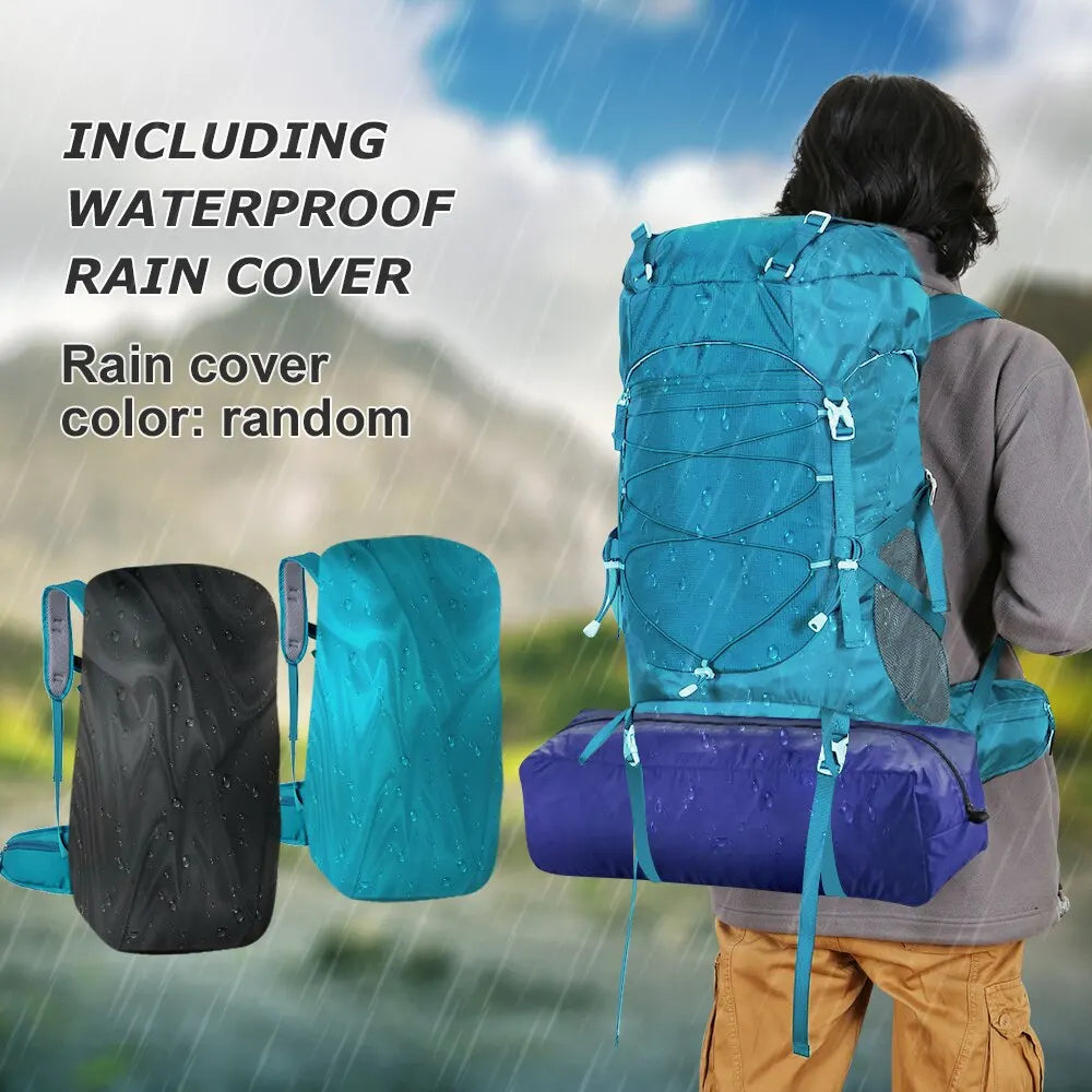 50L Hiking Backpack with Rain Cover  Bag Outdoor