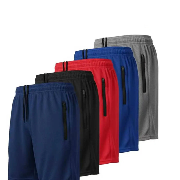 5-Pack Men's Mesh Athletic Shorts with Zipper Pockets Quick-Dry