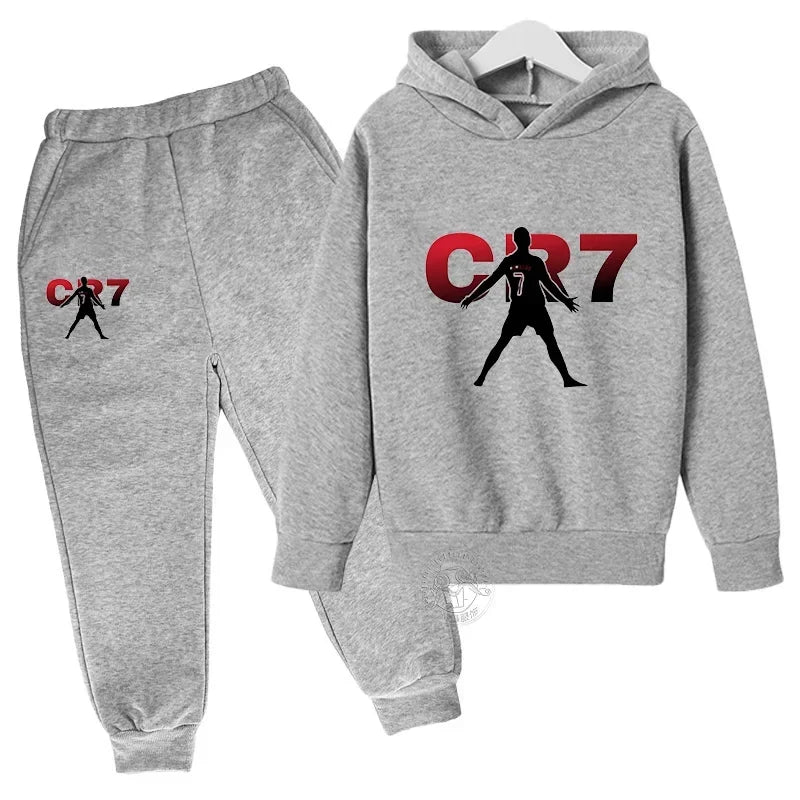 Kids CR7 Football Sportswear: Hoodies & Sweatpants Set