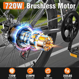 Heavy-Duty Foldable Electric Bike for Adults with 7-Shock Suspension, 500+ lbs Capacity, 740W Motor, 25MPH, 720Wh, Customized 24 Hour Sport