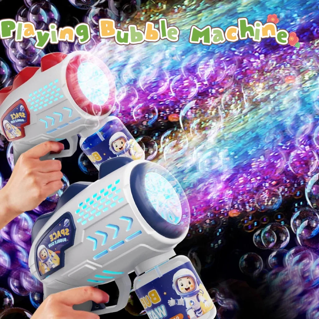 Bubble Blast Extravaganza: Kids' Electric Bubble Gun with LED Lights