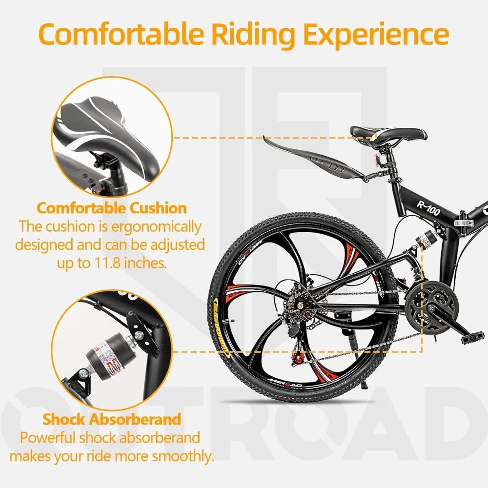 High-Carbon Steel Folding Bike with Dual Suspension