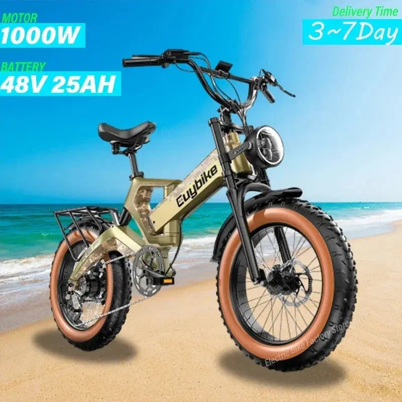 Ebike K6F 1000W 48V 25AH 20-inch mountain city adult electric bicycle 24 Hour Sport