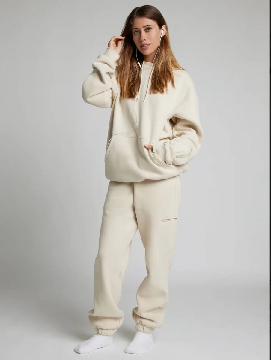 Autumn Winter Casual Two-Piece Set: Loose Pocket Hoodie & Pants