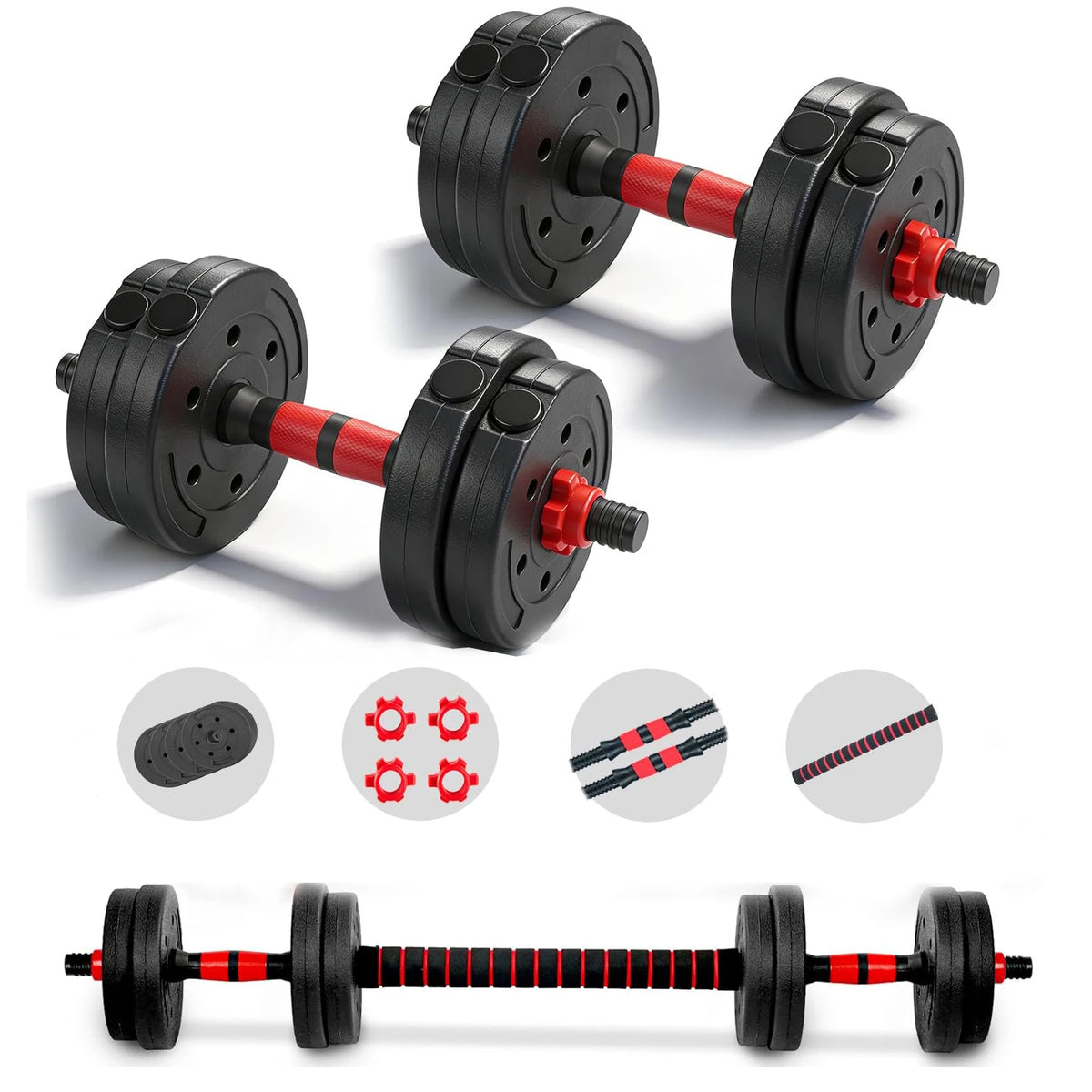 2-in-1 Adjustable Dumbbell & Barbell Set for Home Gym