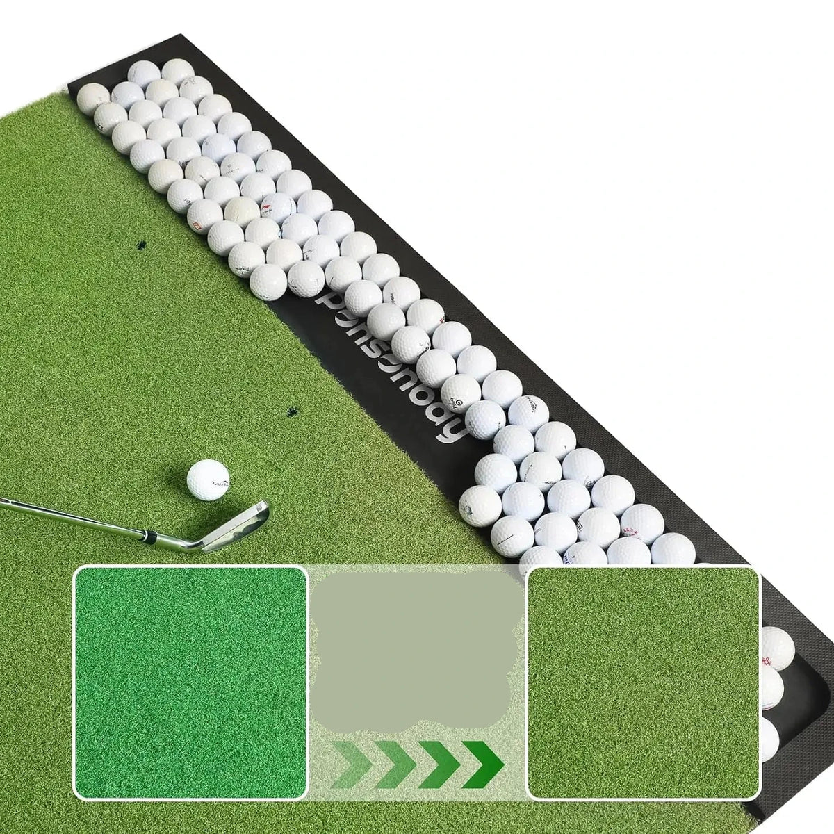 5x4ft Thick Golf Practice Mat with Ball Tray & Tees