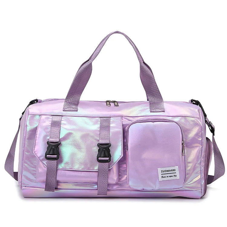 Effortless Weekends Holographic Glamour Duffel with Shoe CompartmentGym Bag24 Hour Sport