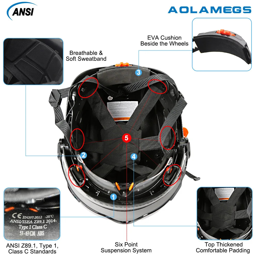 Carbon Fiber Pattern Safety Helmet with Visor & Goggles