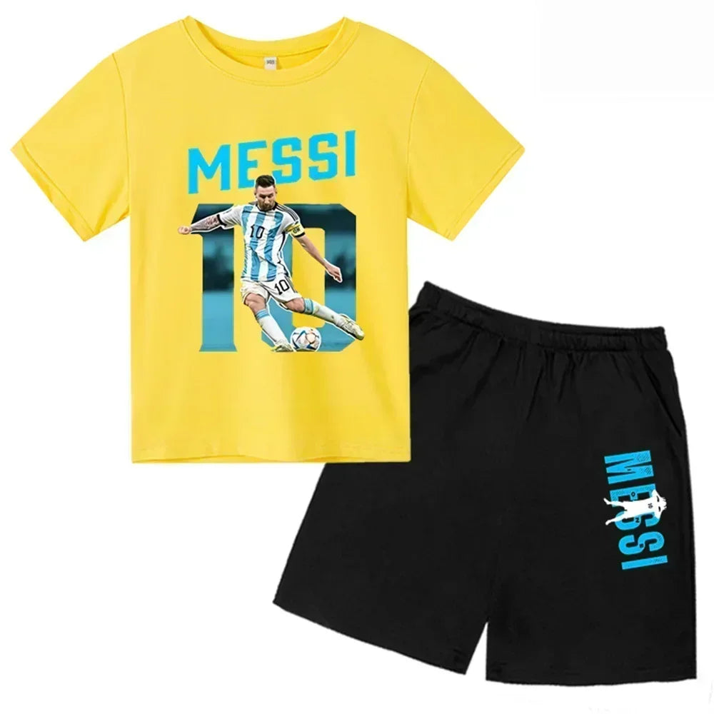 Kids' Messi Print Summer Set: Sporty T-Shirt & Shorts