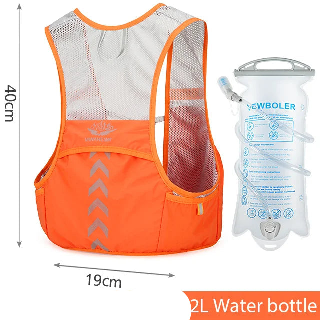 Running Hydration Backpack: 5L with 2L Water Bladder & 500ml Bottle