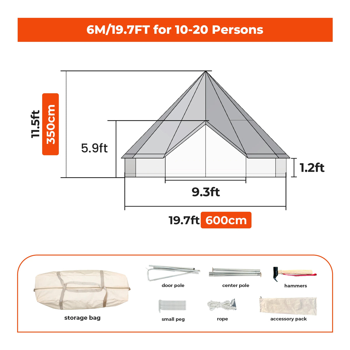 Single-Door Cotton Canvas Bell Tent