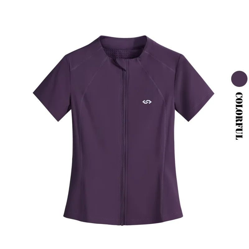 DRUR Short Sleeve Tracksuit Set for Women With Sport Jackets and Shorts with Pockets 2 Piece Running Gym Outfit Summer Yoga Suit 24 Hour Sport