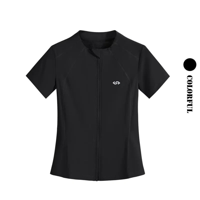 DRUR Short Sleeve Tracksuit Set for Women With Sport Jackets and Shorts with Pockets 2 Piece Running Gym Outfit Summer Yoga Suit 24 Hour Sport