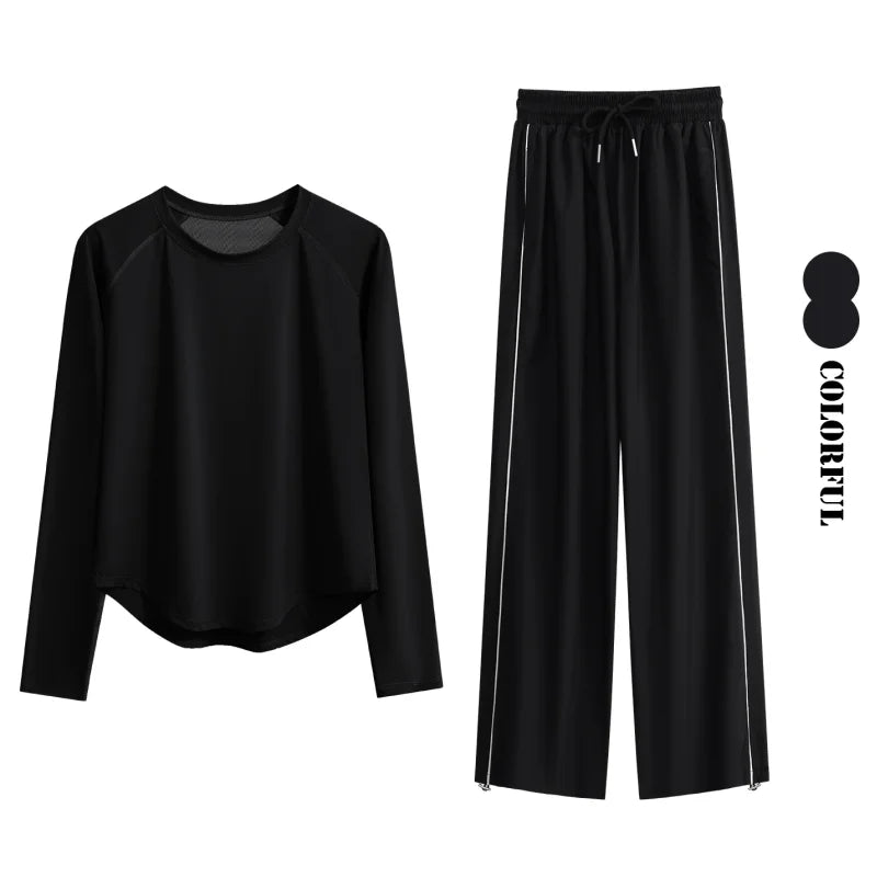 DRUR Women's Tracksuit With Long Sleeve Sports Tops and Sweatpants Casual Loose Yoga Sets Two Piece Sportswear Outfits For Gym 24 Hour Sport