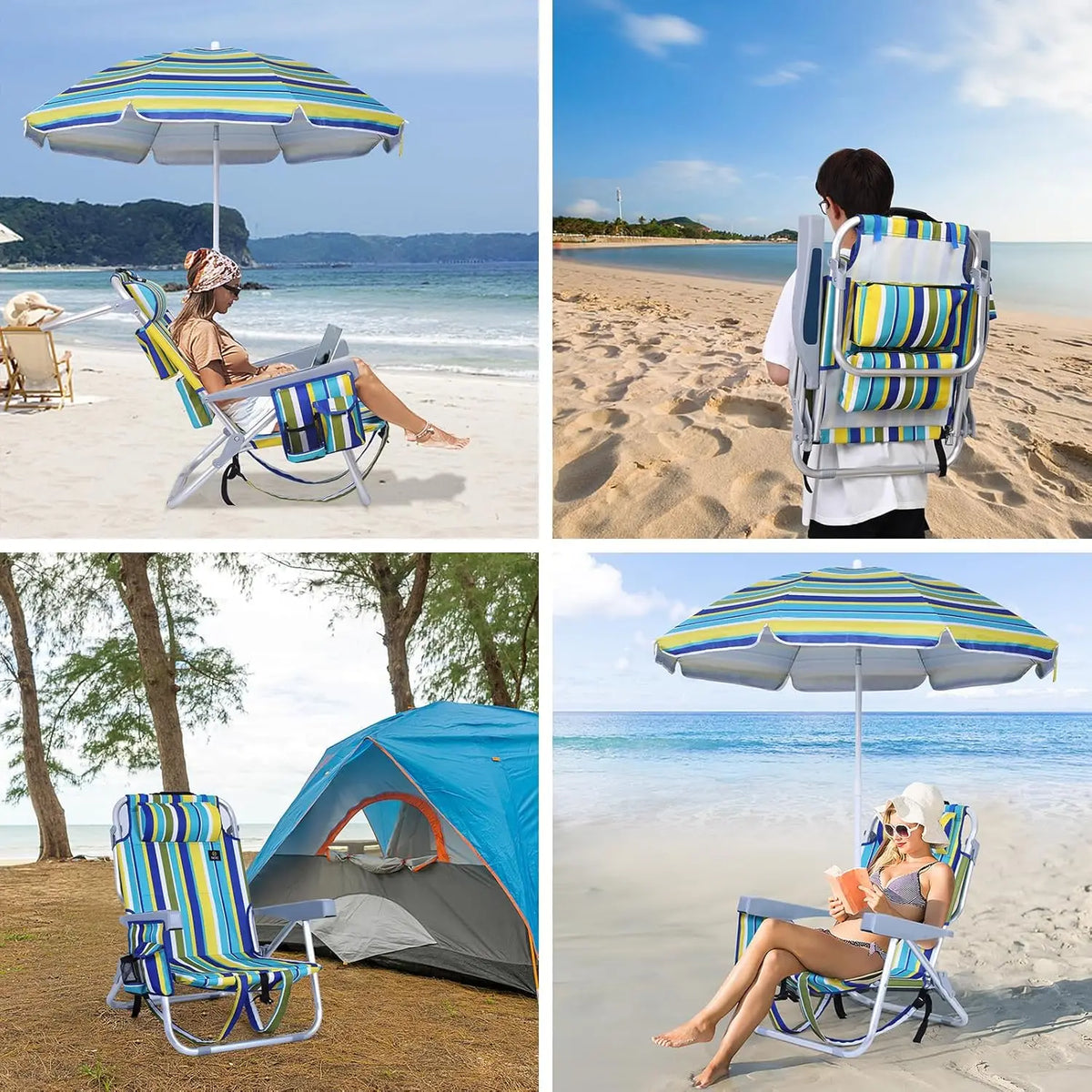 Hands-Free Beach Relaxation: Adjustable Lounger with Face Hole