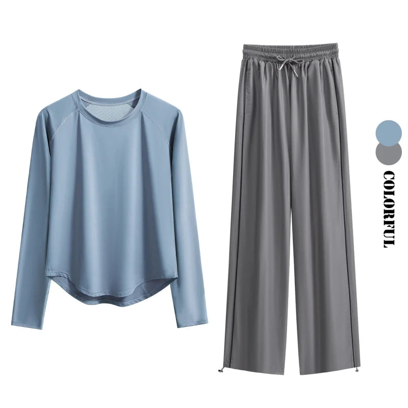 DRUR Women's Tracksuit With Long Sleeve Sports Tops and Sweatpants Casual Loose Yoga Sets Two Piece Sportswear Outfits For Gym 24 Hour Sport