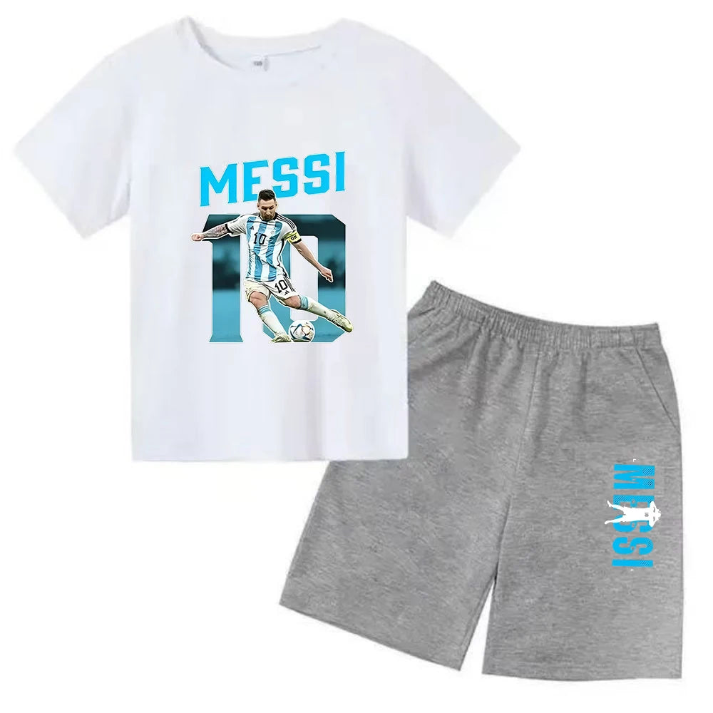Kids' Messi Print Summer Set: Sporty T-Shirt & Shorts