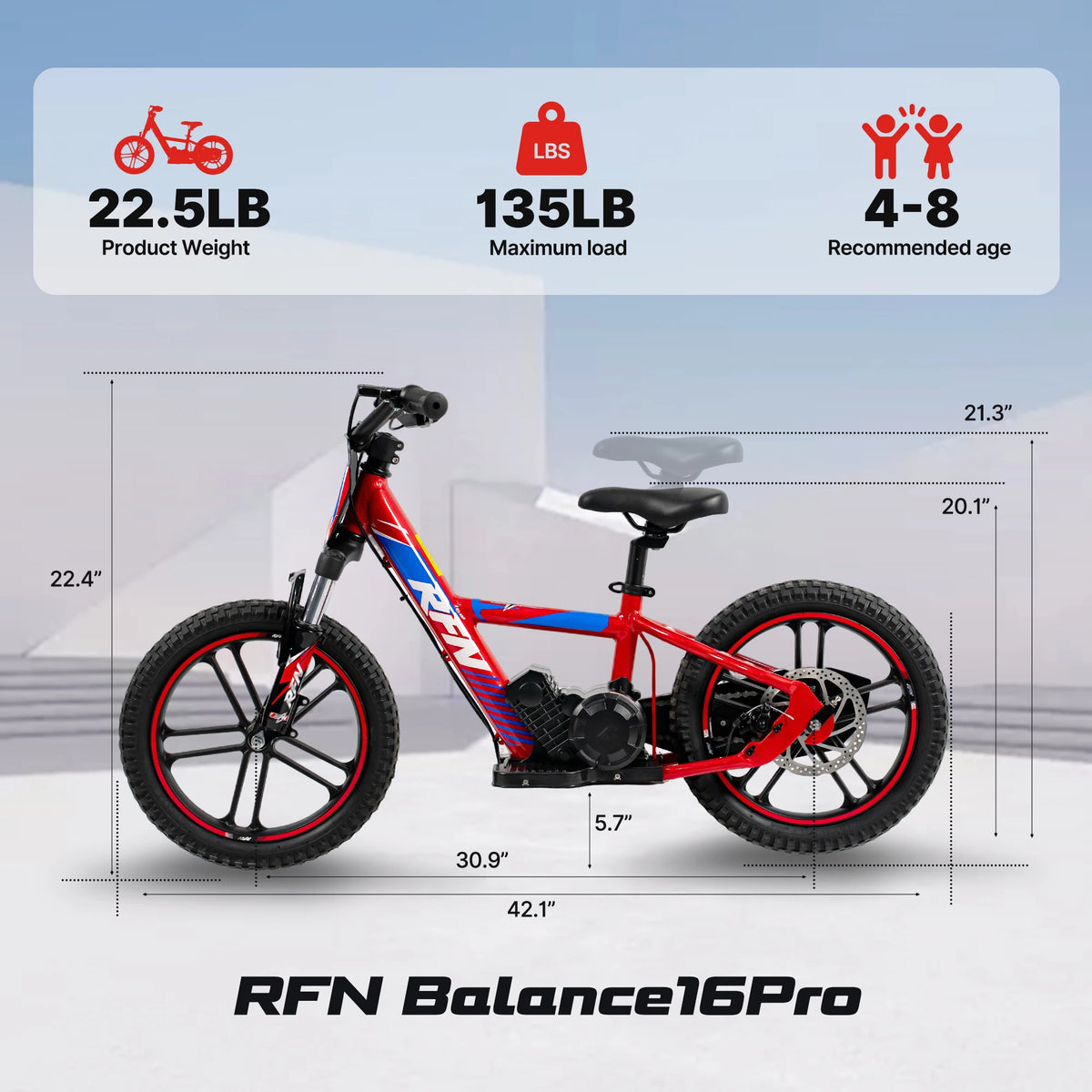 RFN 500W Kids Electric Balance Bike | 16-Inch Off-Road E-Dirt Bike