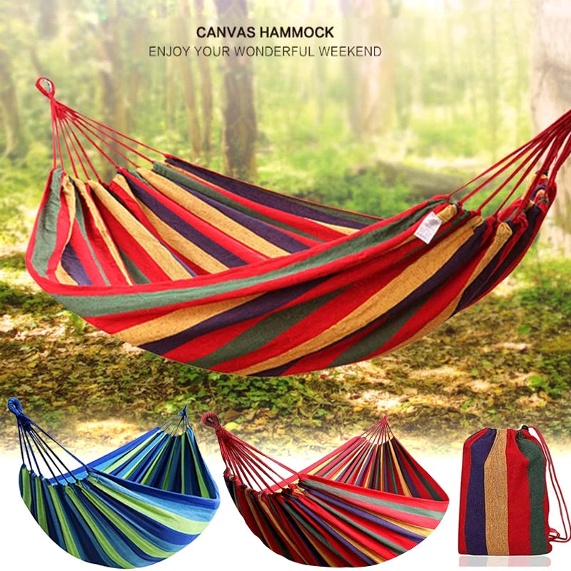 Thick Canvas Hammock with Backpack for Camping