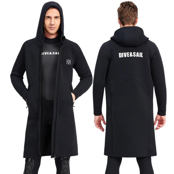 3mm Men's and Women's All-in-one Diving Long Trench Coat Waterproof Cold Proof Sun Proof Hooded Diving Jacket Neoprene Surf - 24 Hour Sport