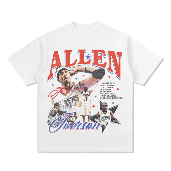 Men's Vintage Allen Iverson Printed Cotton Graphic Tee