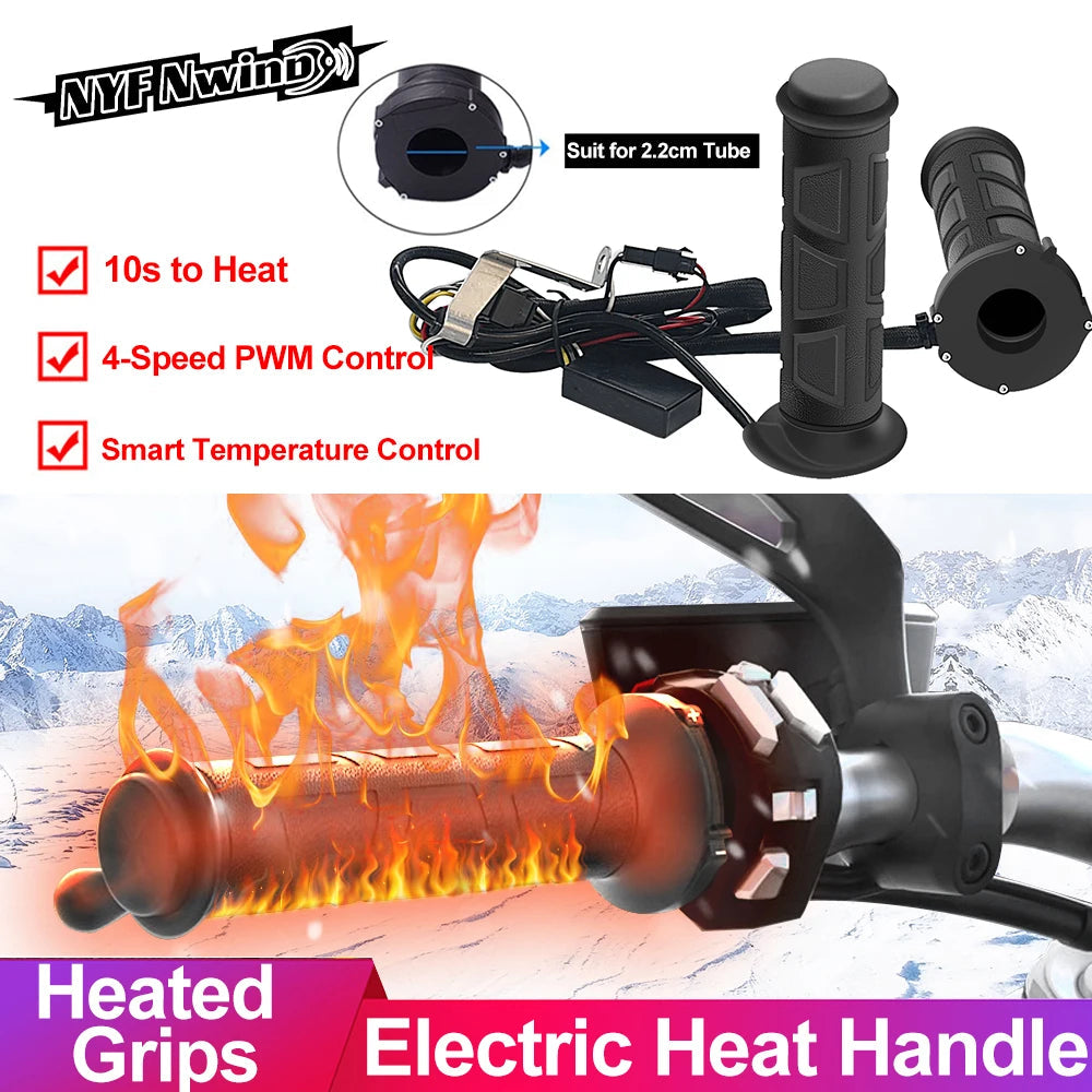 Motorcycle Hand Heated Grips Electric Molded Grips Scooter Moped Bar Hand Warmer 22mm motocross vespa Adjustable Hot Grip Handle 24 Hour Sport